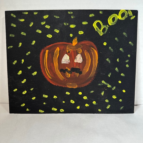 Hand-painted spooky, scary, adorable pumpkin Halloween painting - Picture 1 of 2